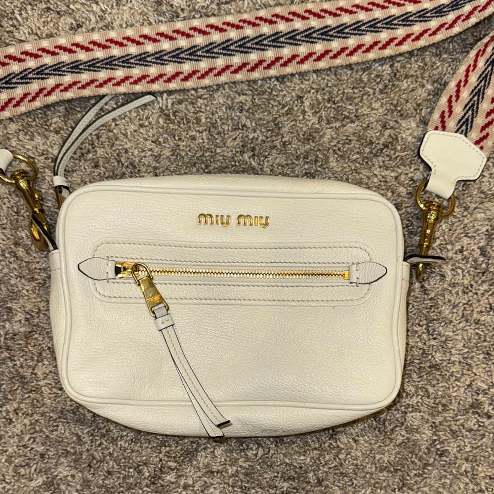 Miu Miu Cream Leather Crossbody Bag